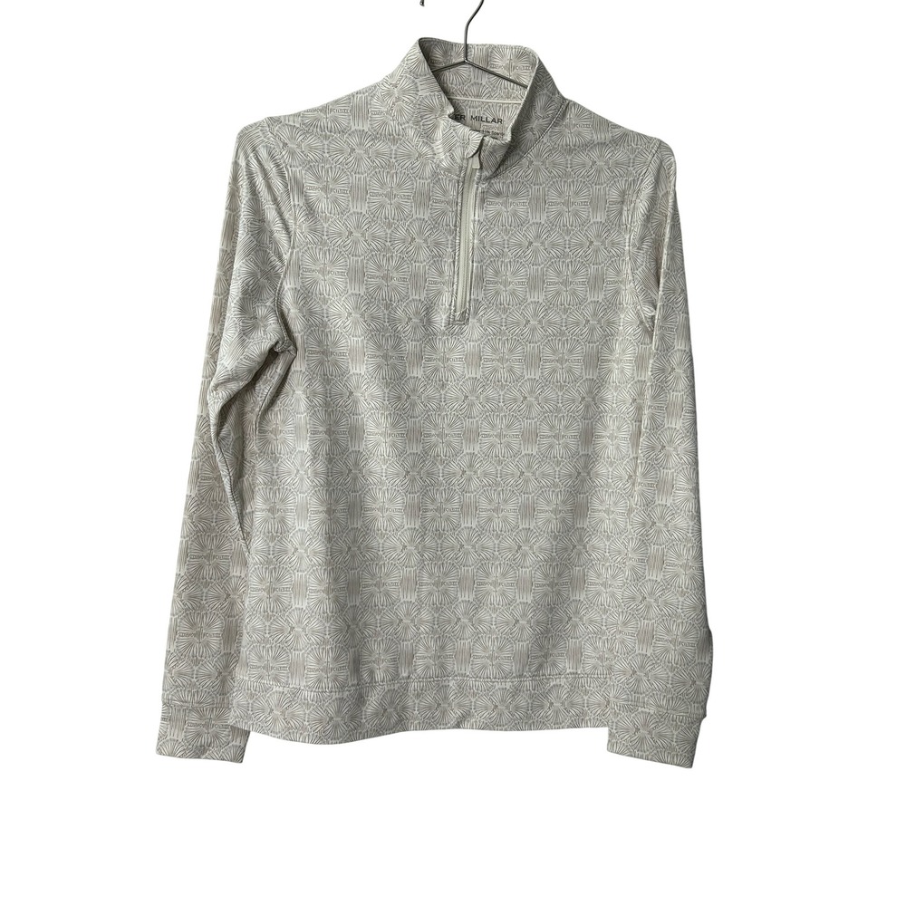 Peter Millar Perth Shell Pullover Ivory Shell Print Quarter-Zip NEW